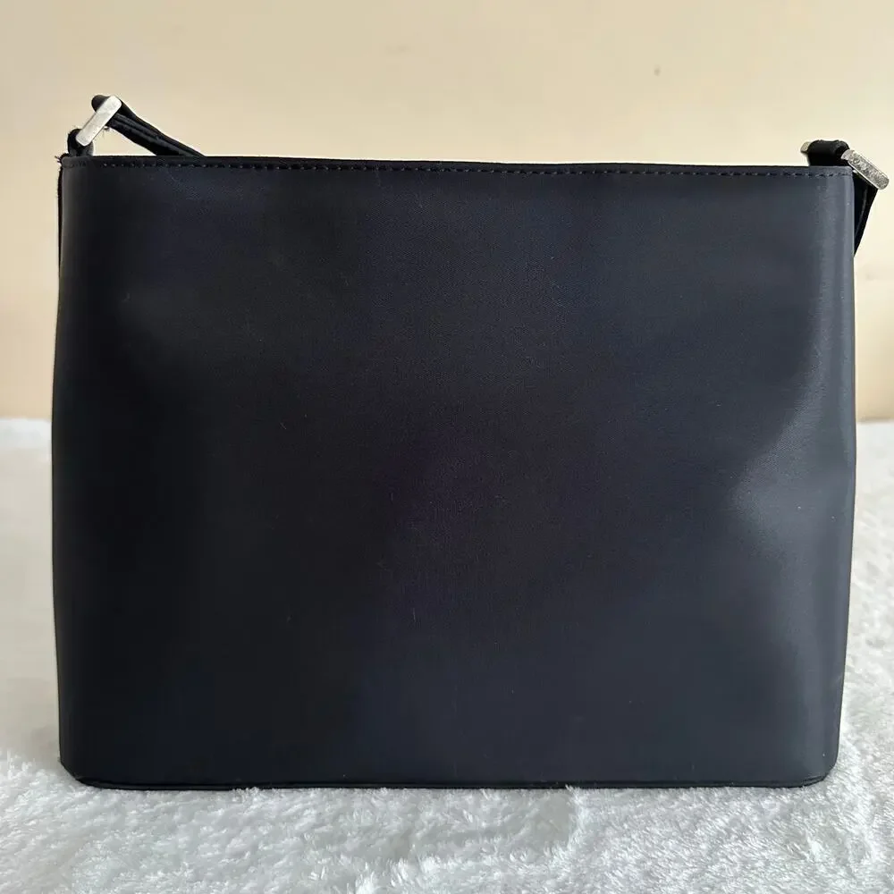 Kate Spade Black Nylon Shoulder Bag Sleek Minimal Y2K Classic Chic Clean Girl